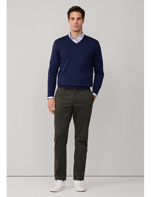 Katoen-zijde trui met V-hals