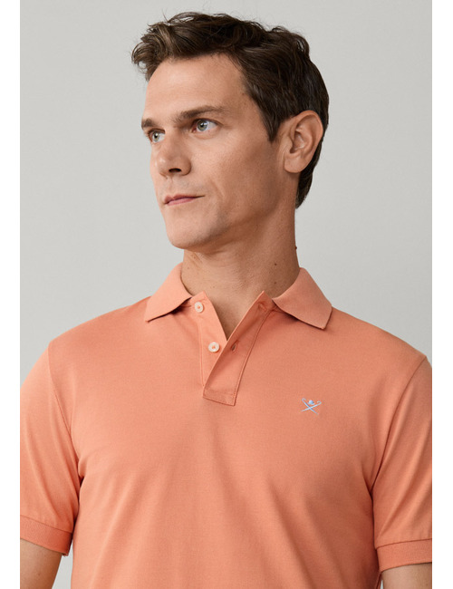 Slim fit piqué poloshirt met korte mouwen in sunset orange