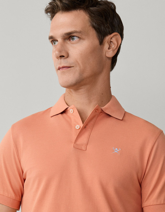 Slim fit piqué poloshirt met korte mouwen in sunset orange