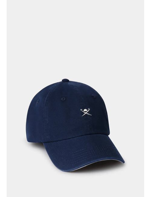 Gewassen pet met geborduurd logo in navy