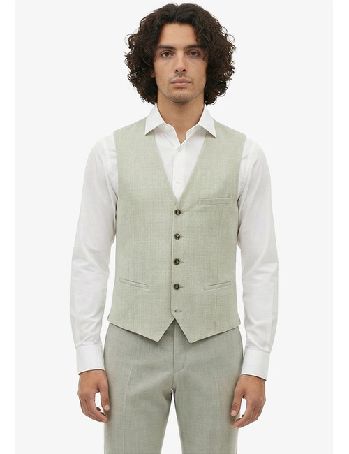 CG Plum slim fit gilet zonder revers – lichtgroen
