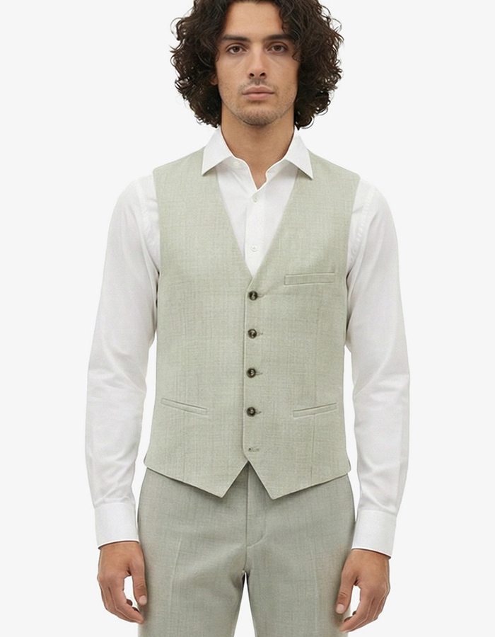 CG Plum slim fit gilet zonder revers – lichtgroen