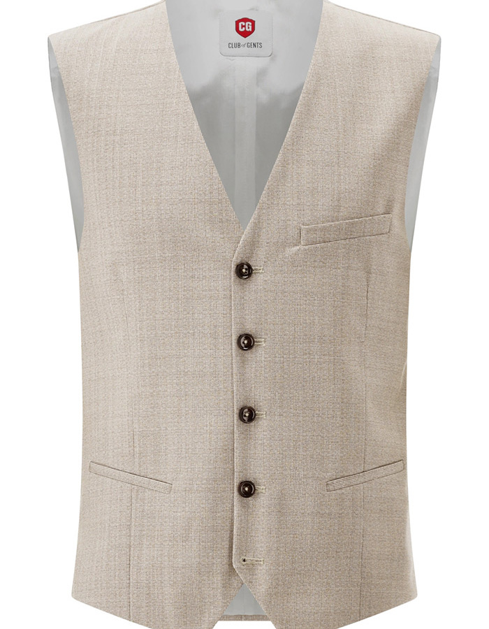 CG Plum slim fit gilet zonder revers – beige