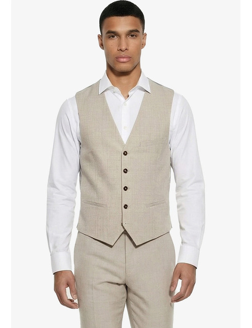 CG Plum slim fit gilet zonder revers – beige