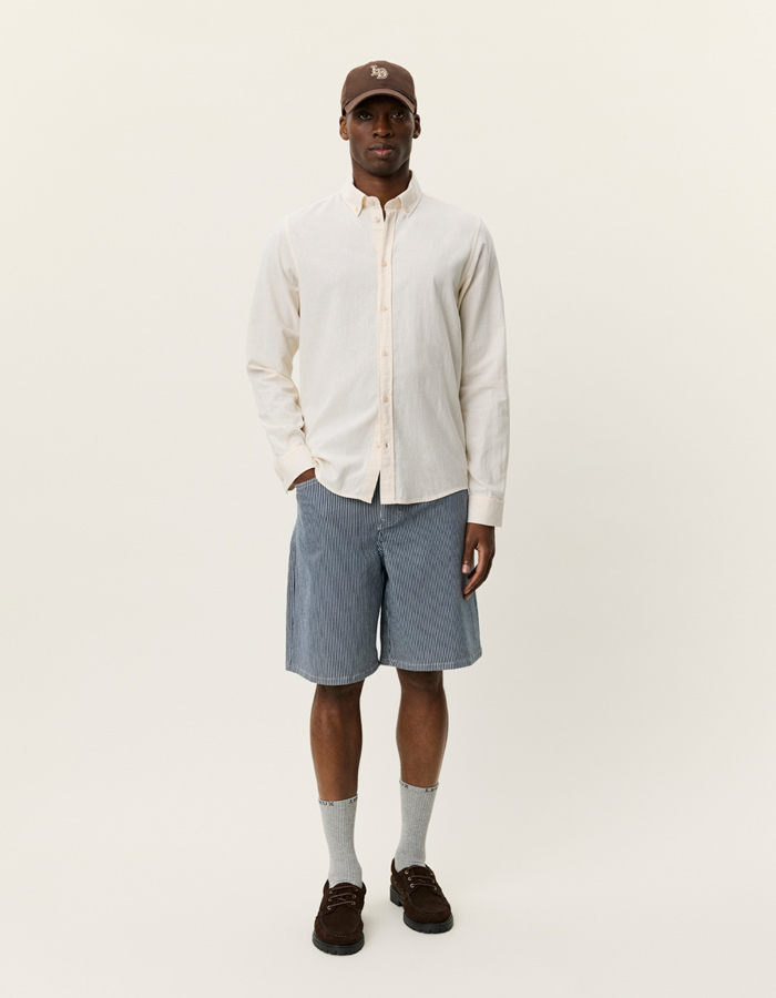 Konrad katoen linnen hemd in eggnog white