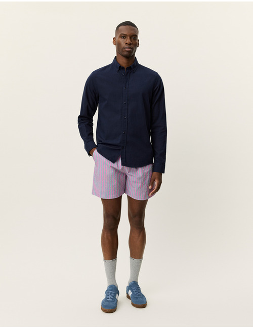 Konrad katoen linnen hemd in dark navy