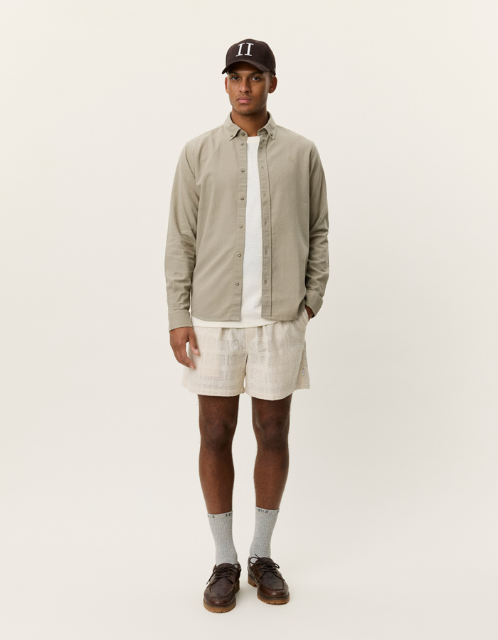 Konrad katoen linnen hemd in laurel oak sand