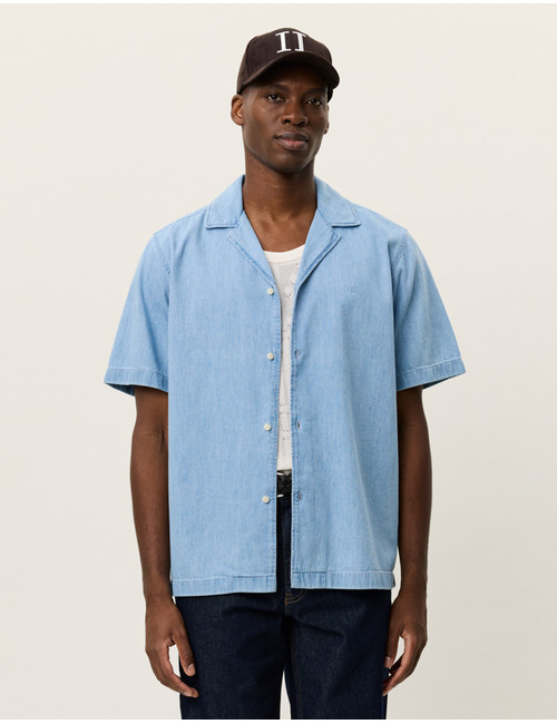 Lesley denim hemd met korte mouwen in light indigo wash