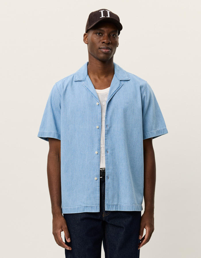 Lesley denim hemd met korte mouwen in light indigo wash