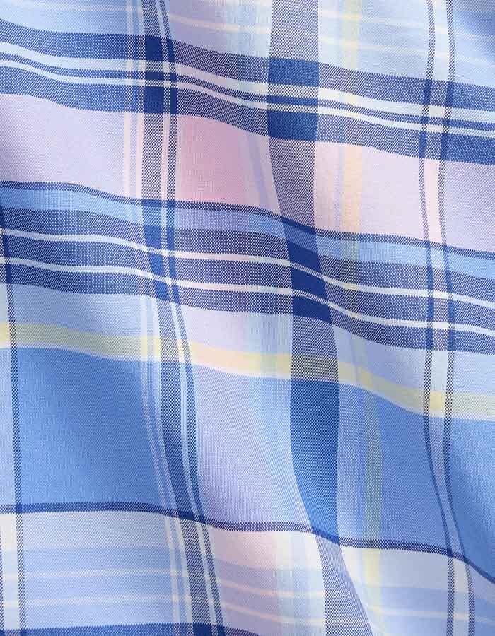 Custom fit geruit stretch oxford overhemd in blue pink multi