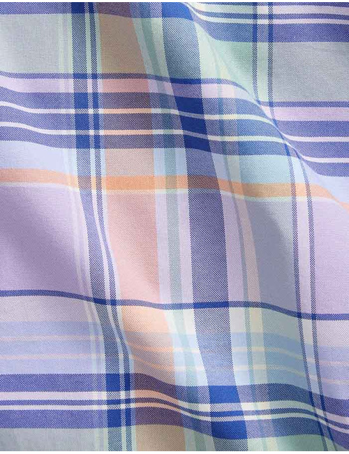 Custom fit geruit stretch oxford overhemd in lavender blue multi
