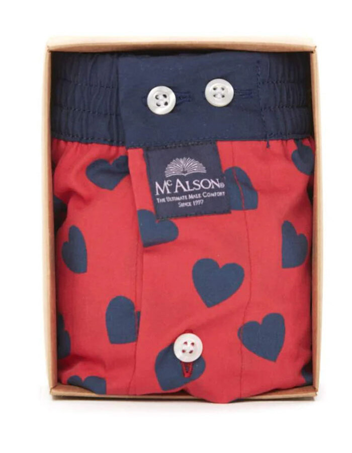 Boxershort met hartjesprint in valentine red