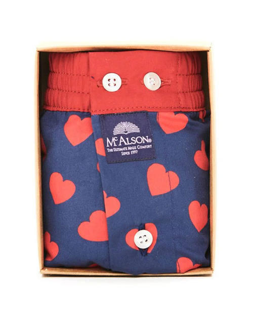 Boxershort met hartjesprint in navy en rood