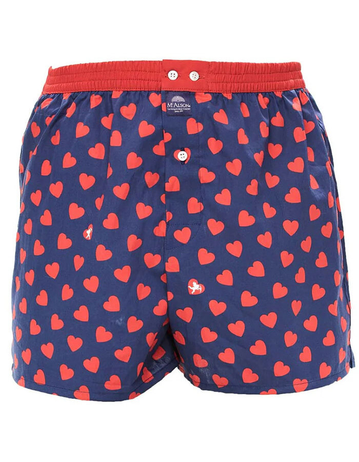 Boxershort met hartjesprint in navy en rood