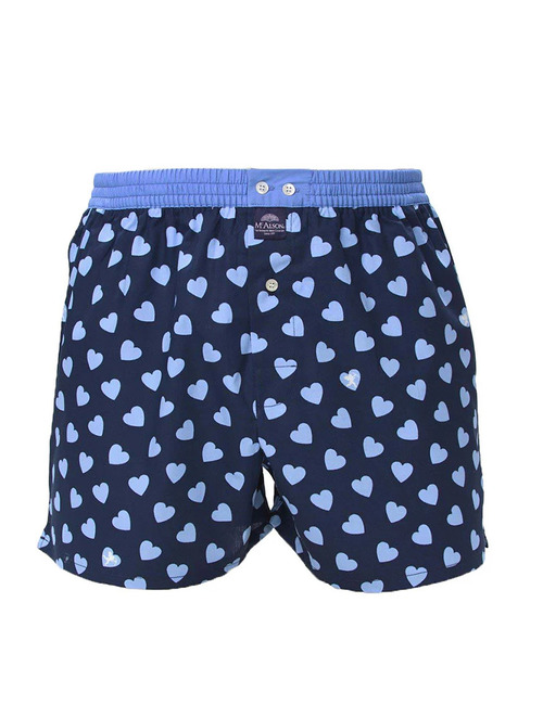 Boxershort met hartjesprint in navy en lichtblauw