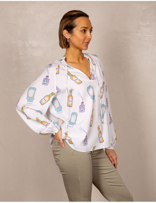 Herzen's lange mouw bloes wit