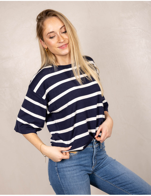 Freequent 3/4 mouw pull navy