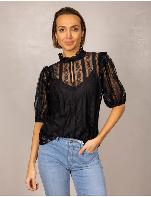 Twinset lange mouw bloes zwart