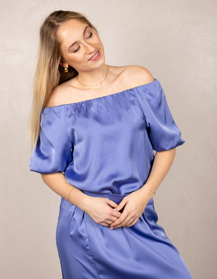 Lalotti korte mouw bloes blauw