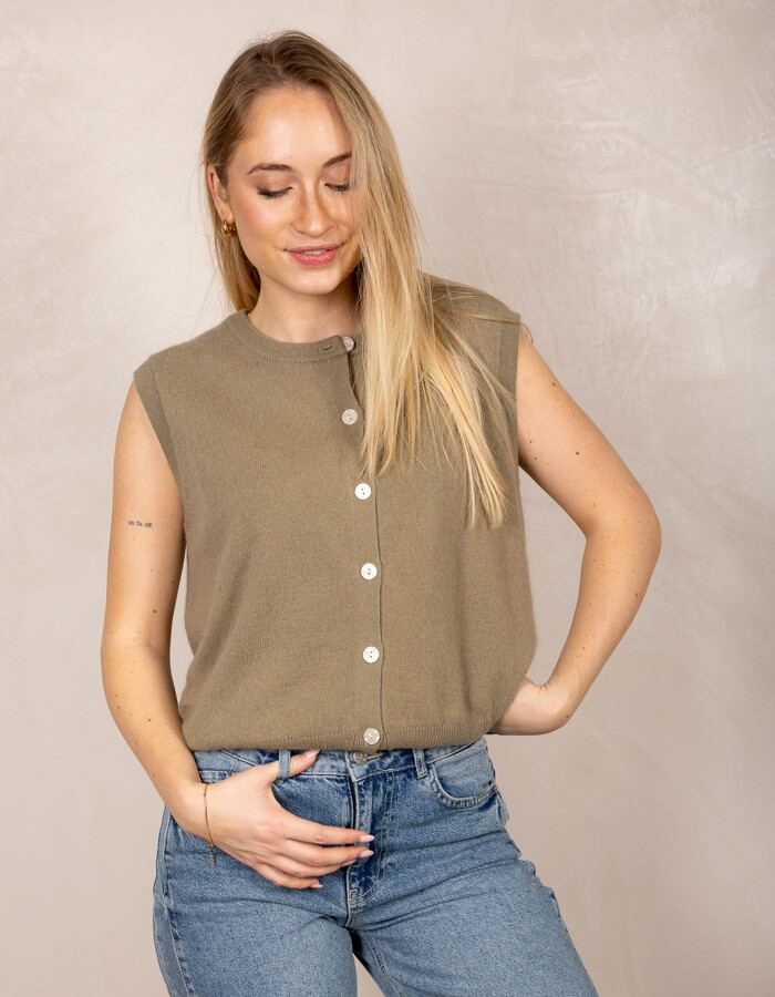 Lalotti gilet zonder mouw kaki