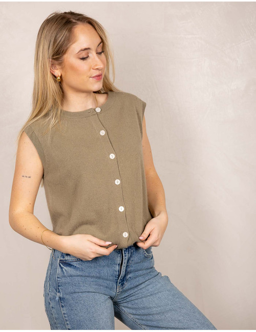 Lalotti gilet zonder mouw kaki