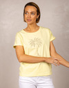 Gele T shirt met palmboom en strassdetail