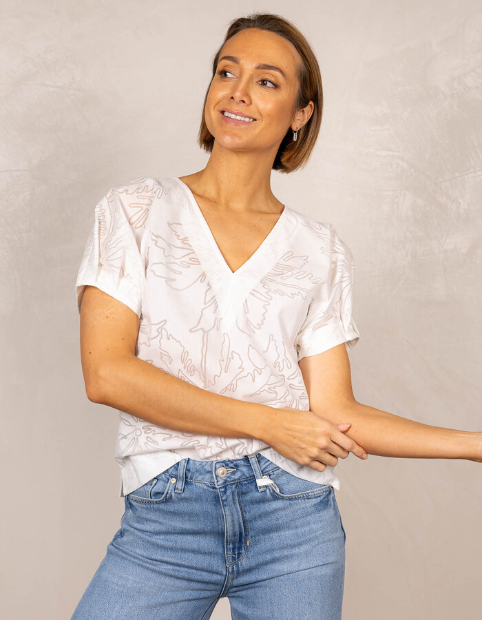 Due Amanti korte mouw bloes wit