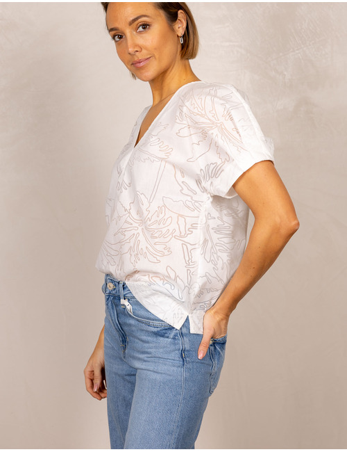 Due Amanti korte mouw bloes wit