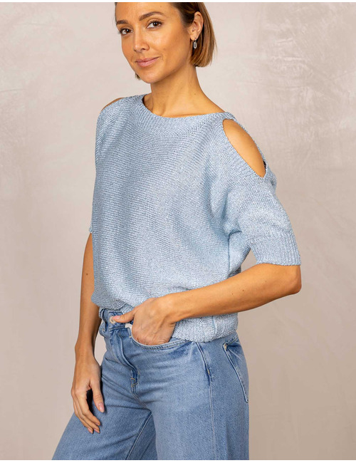 Due Amanti korte mouw pull blauw