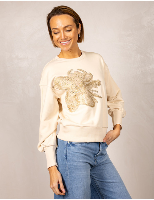 Due Amanti lange mouw sweater beige