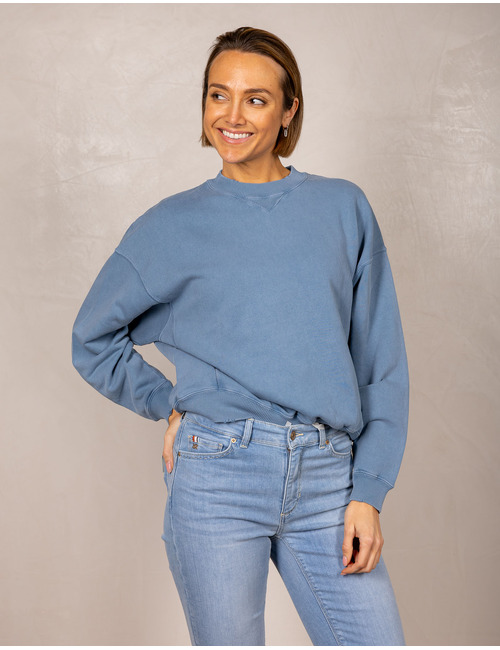 Sweater met rugprint in blauw