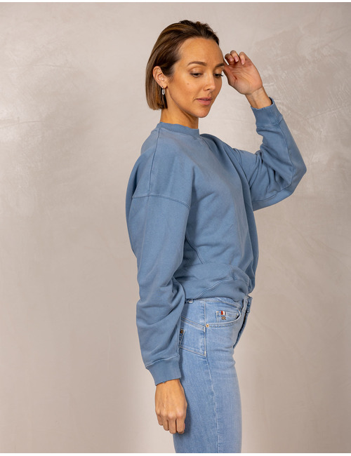 Sweater met rugprint in blauw