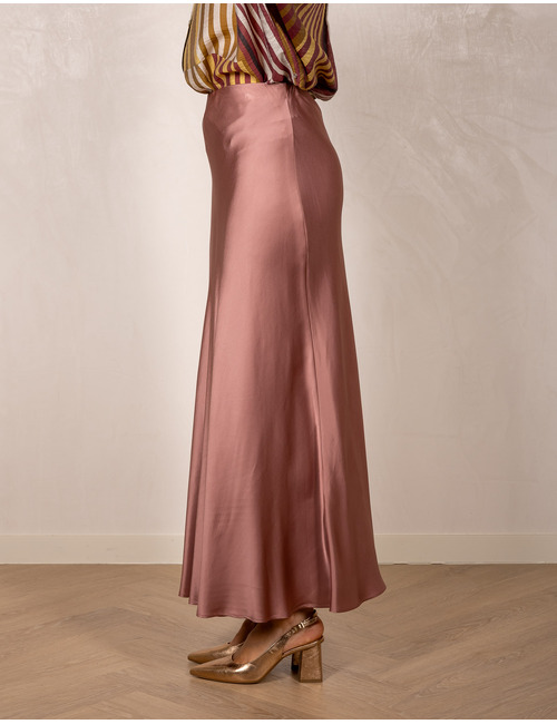 Satijnen maxi rok in paars