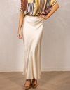 Satijnen maxi rok in beige