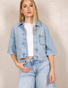 Denim shirt met korte mouwen en print