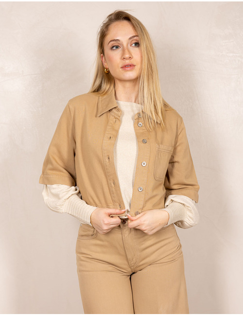 Denim shirt met korte mouwen en print