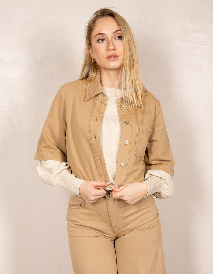 Denim shirt met korte mouwen en print