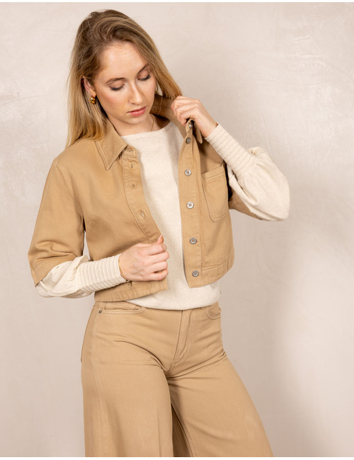 Denim shirt met korte mouwen en print