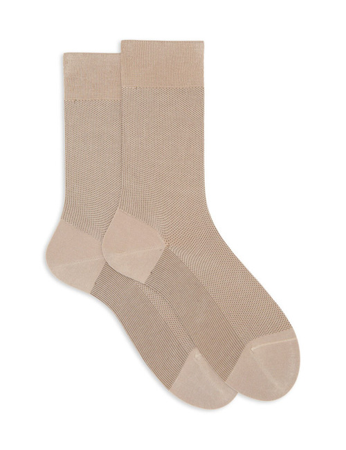 Heren sokken van fil d’Ecosse met caviarmotief in beige