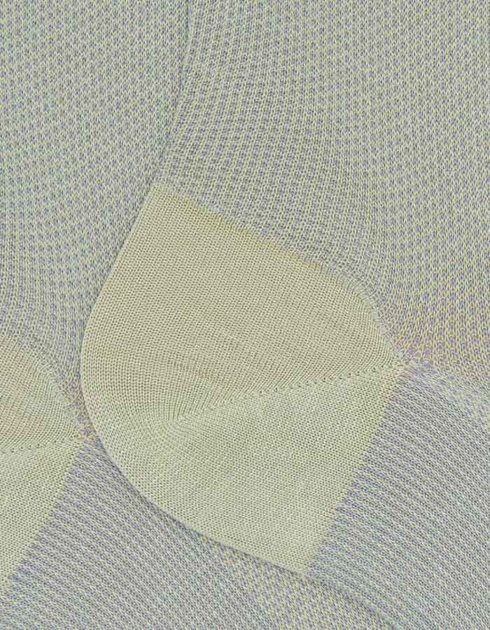 Heren sokken van fil d’Ecosse met caviarmotief in vert sauge en bleu antarctique