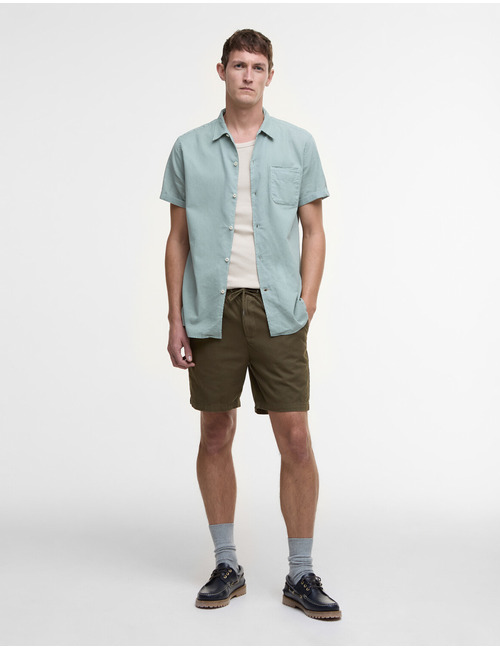 Washed oxford relaxed short in uniform green