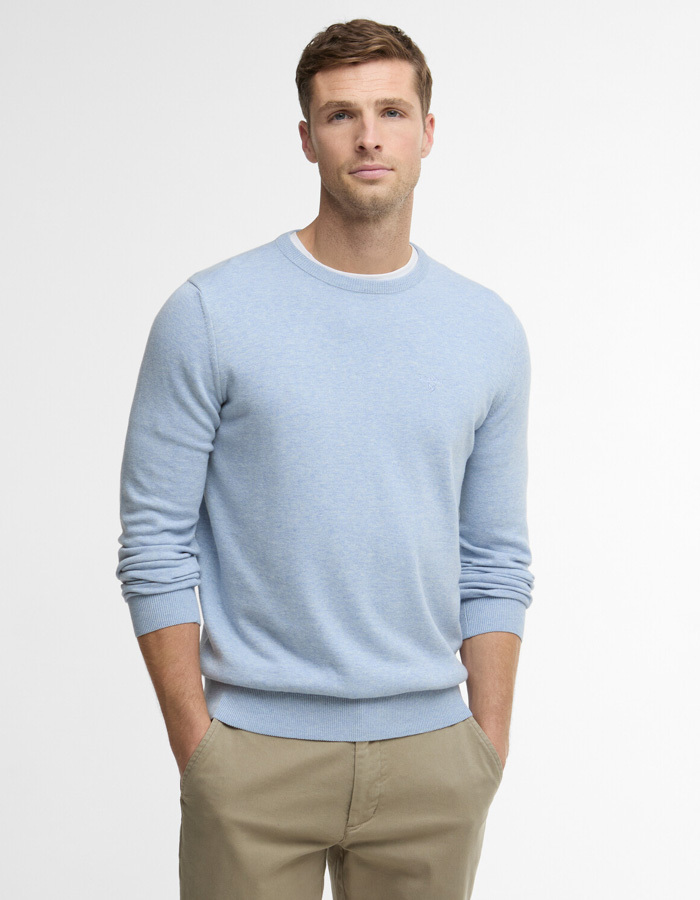 Pima cotton crew neck trui in blue haze