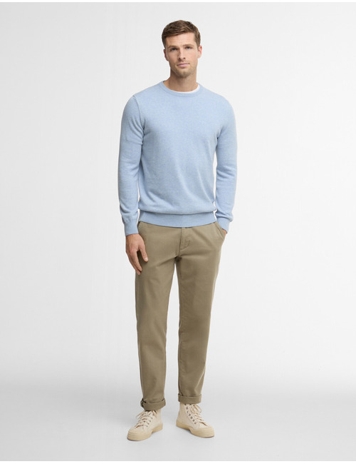 Pima cotton crew neck trui in blue haze