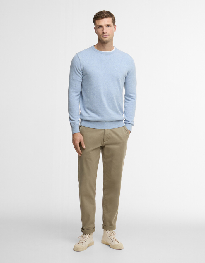 Pima cotton crew neck trui in blue haze
