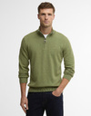 Cotton half zip knitted jumper in laurel green