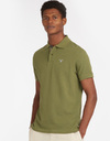 Tartan pique polo shirt in burnt olive