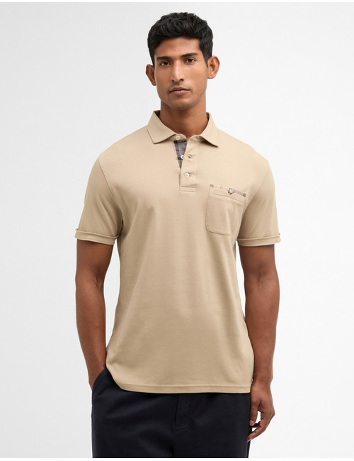 Premium Corpatch tailored polo shirt in Washed Stone