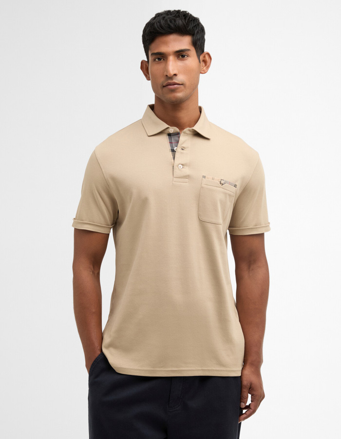 Premium Corpatch tailored polo shirt in Washed Stone