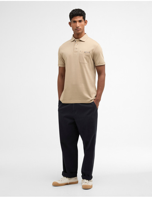 Premium Corpatch tailored polo shirt in Washed Stone