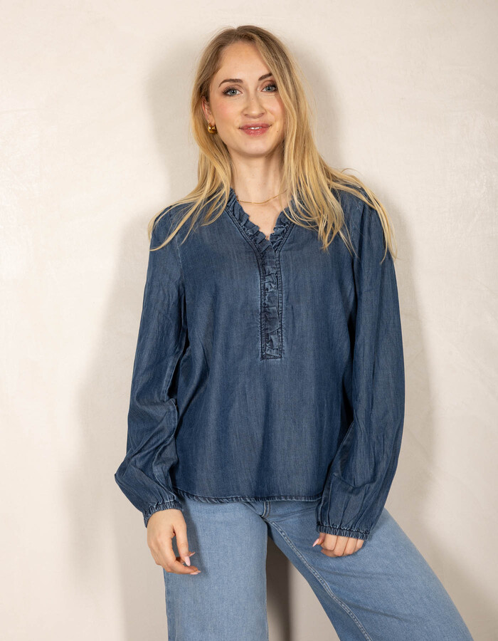 Freequent lange mouw bloes blauw